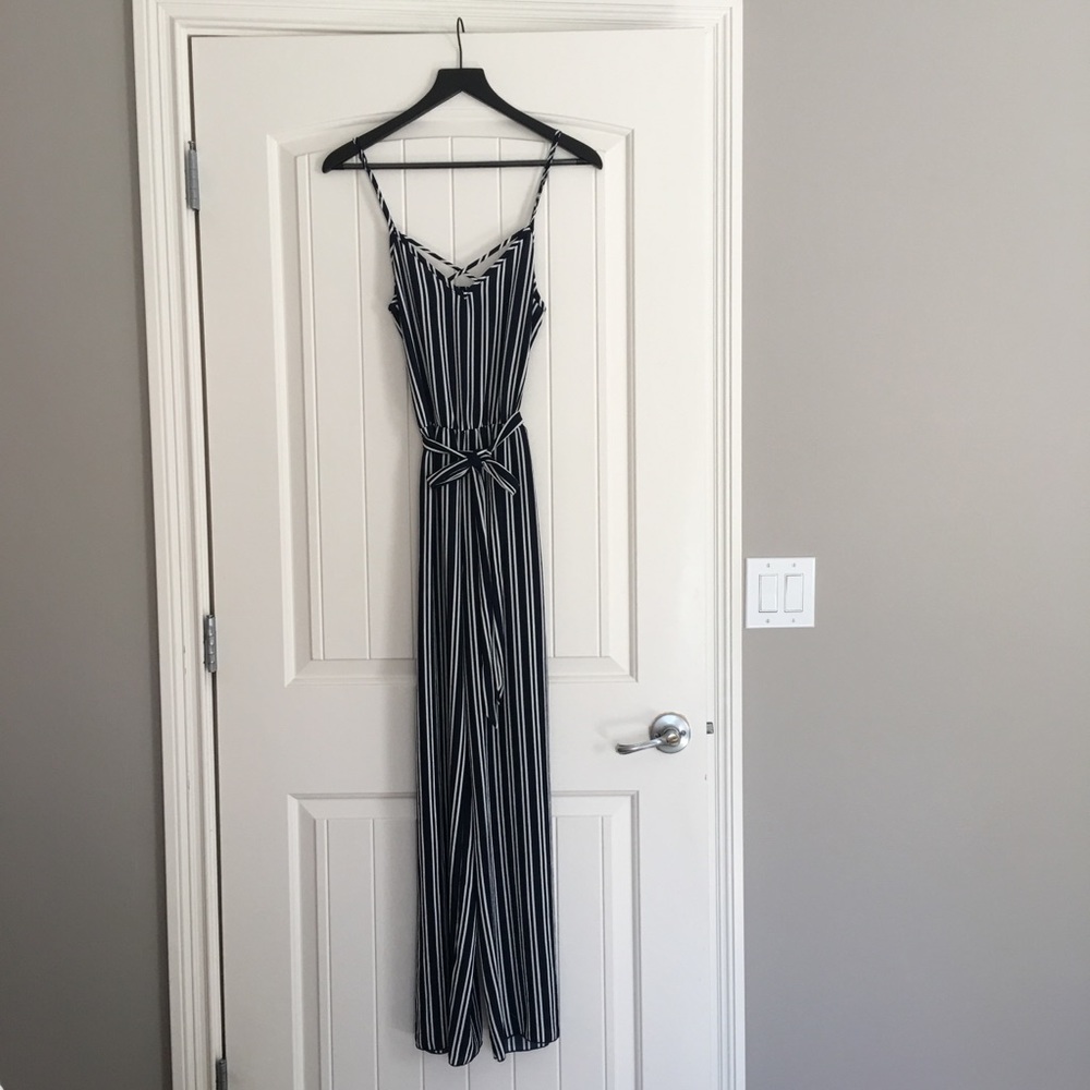 See you Monday Striped Sleeveless Jumpsuit Size M